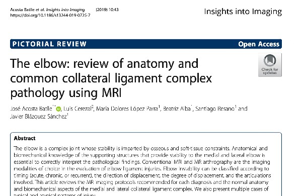 IRM du coude : Review of anatomy and collateral ligament complex pathology